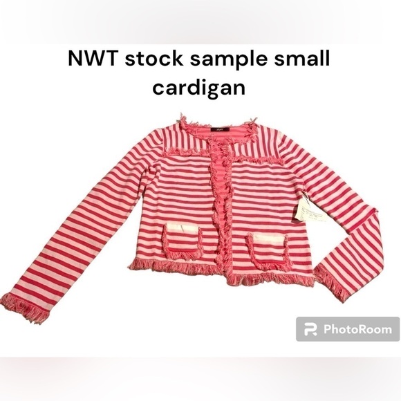 august silk Sweaters - NWT pre production sample for August Silk size small striped fringed cardigan
